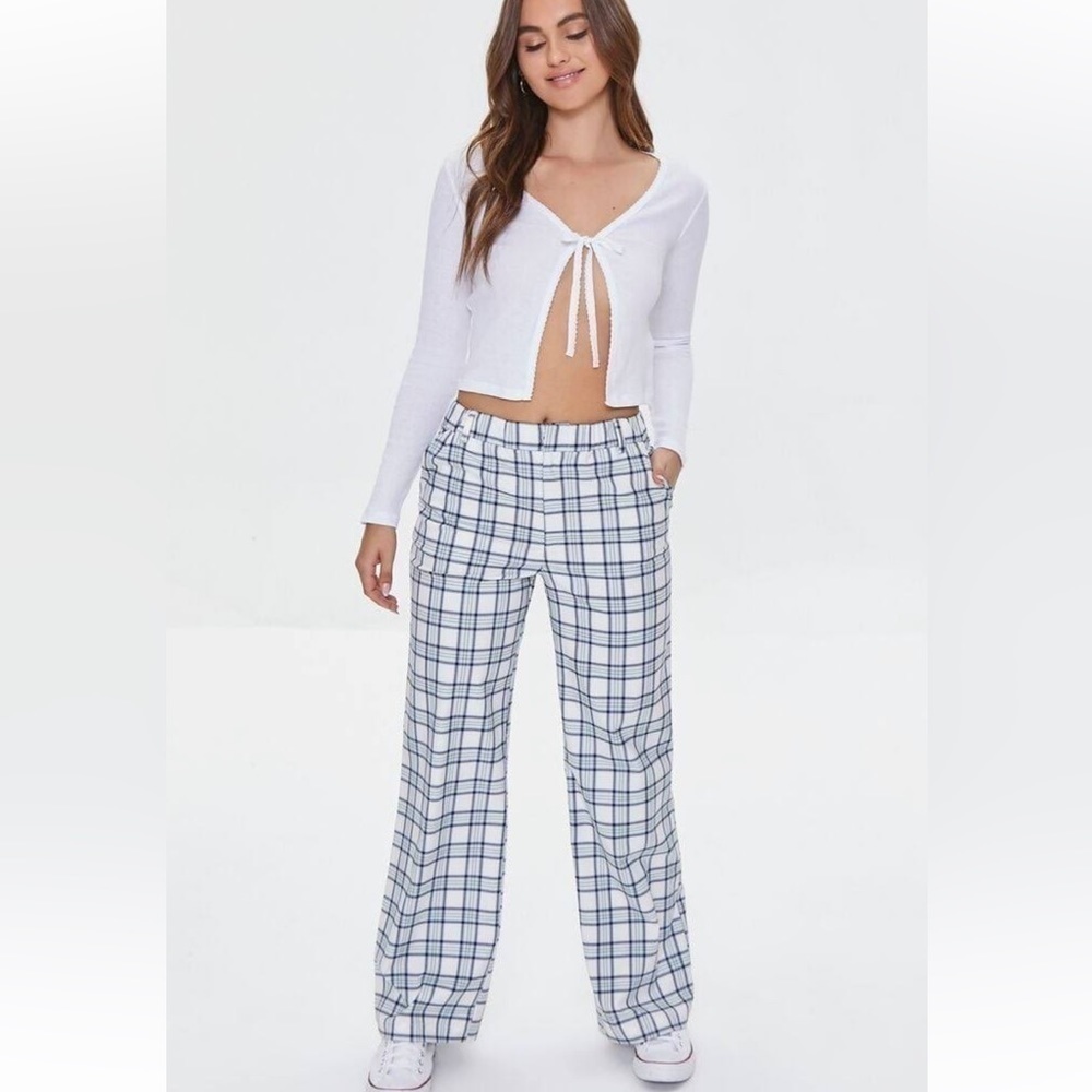 90’s STYLE WIDE LEG PLAID TROUSERS WITH POCKETS SIZE MEDIUM